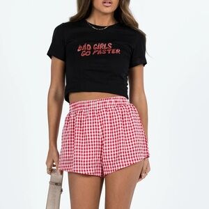 Princess Polly Beach House shorts Red/White Gingham size us4 fits like XS